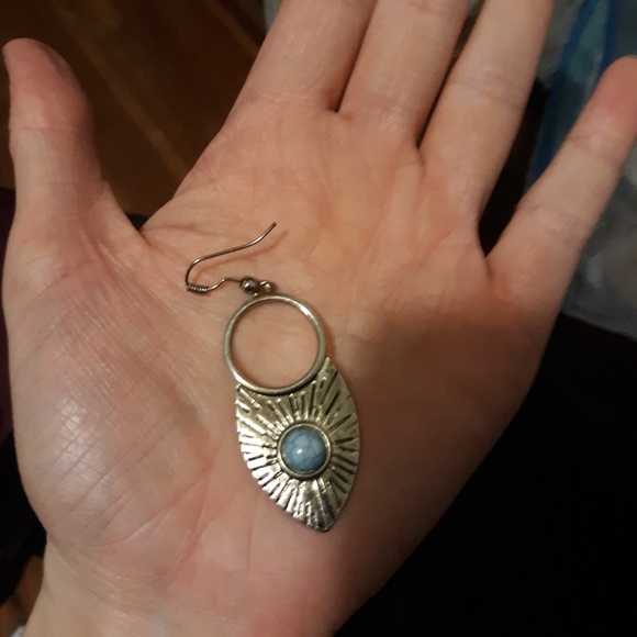 Gold and Blue Earrings - Picture 2 of 2